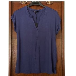 Navy Blue/ Button Back Blouse